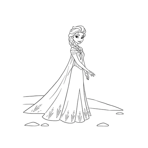Elegant Elsa Frozen Coloring Page
