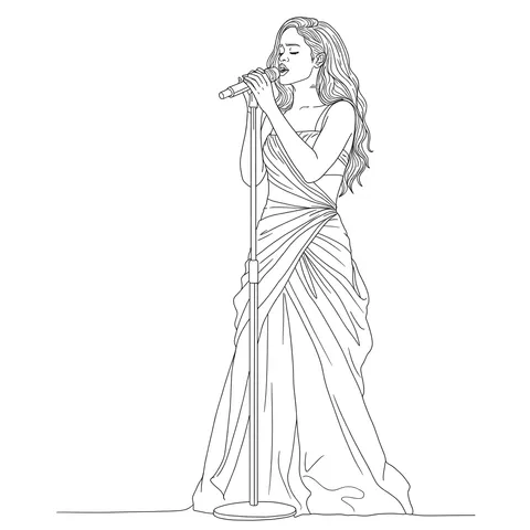 Elegant Singer Performing Coloring Page