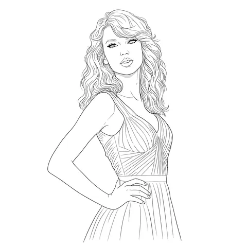 Elegant Taylor Swift Coloring Page