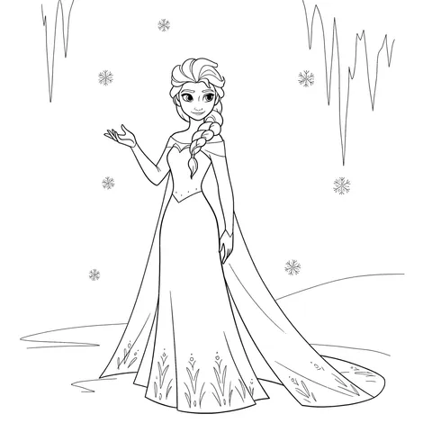 Magical Elsa Frozen Coloring Page