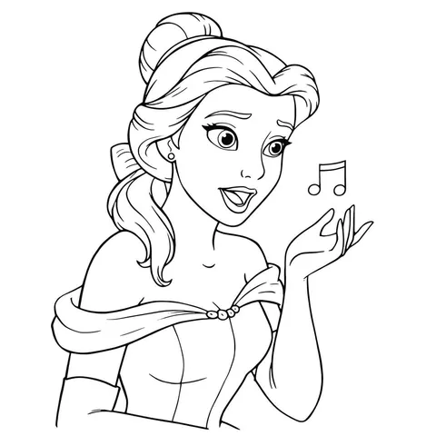 Enchanting Belle Singing Coloring Page