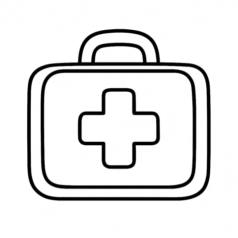 Essential First Aid Kit Coloring Page