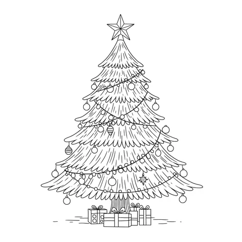 Festive Christmas Tree Coloring Page