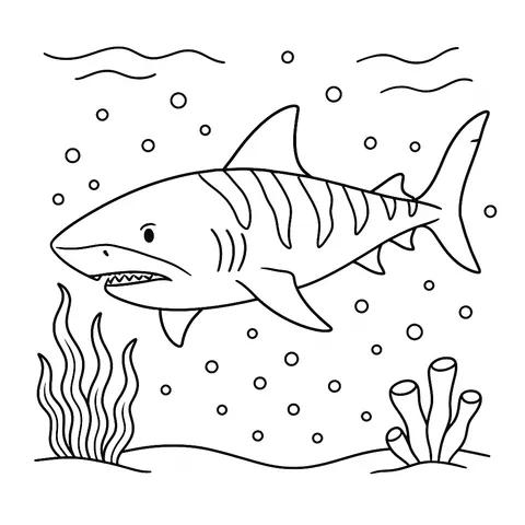 Fierce Tiger Shark Coloring Page
