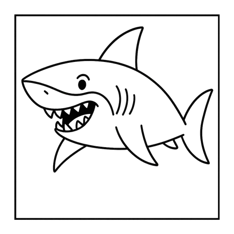 Friendly Shark Grin Coloring Page