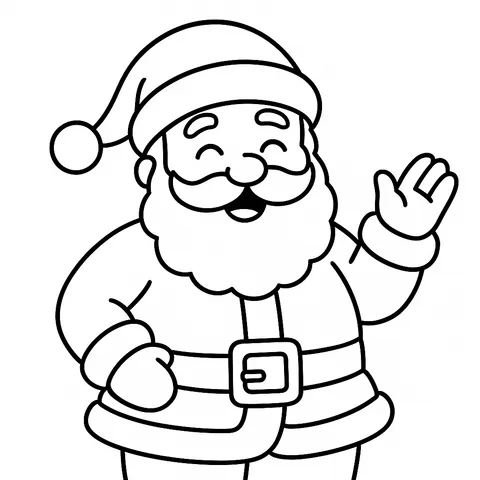 Friendly Waving Santa Claus Coloring Page