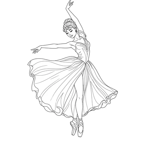 Graceful Ballerina Dancer Coloring Page