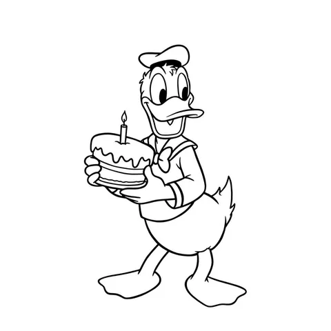 Happy Birthday Donald Duck Coloring Page