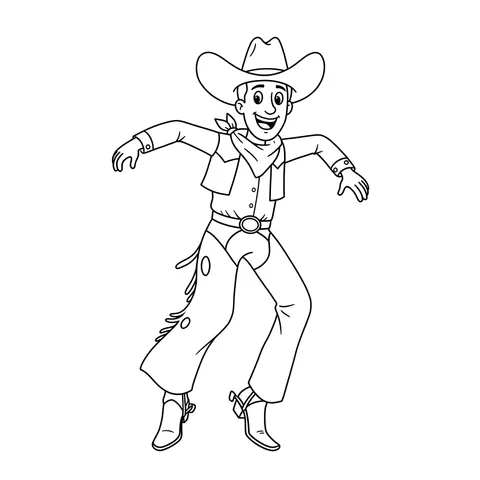 Happy Dancing Cowboy Coloring Page