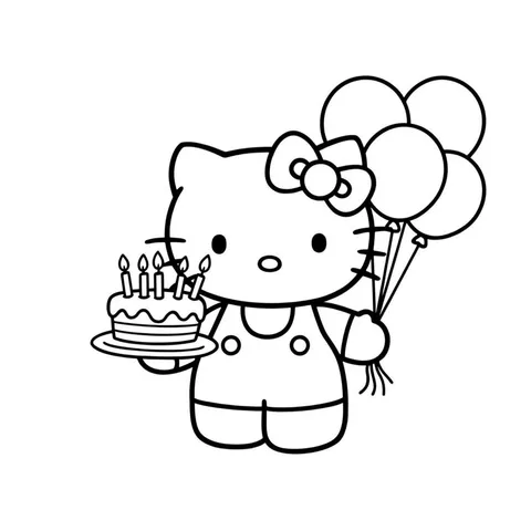 Hello Kitty Birthday Fun Coloring Page