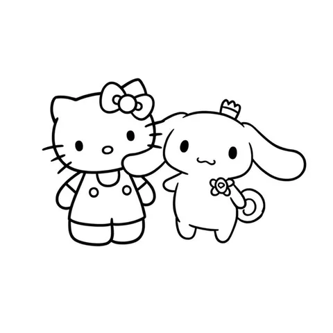 Hello Kitty and Cinnamoroll Best Friends Coloring Page