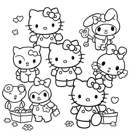 Hello Kitty & Friends Fun Coloring Page