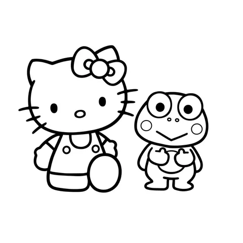 Hello Kitty and Keroppi Friends Coloring Page