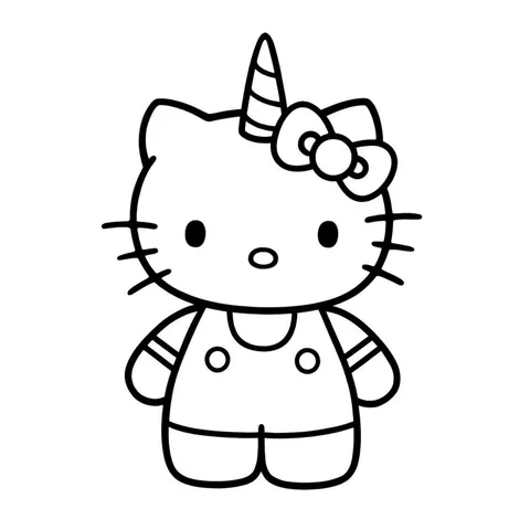 Magical Hello Kitty Unicorn Coloring Page