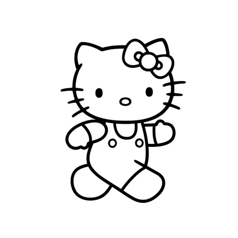 Adorable Hello Kitty Walking Coloring Page