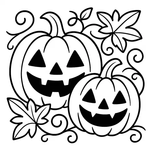 Joyful Jack-o'-Lanterns Coloring Page