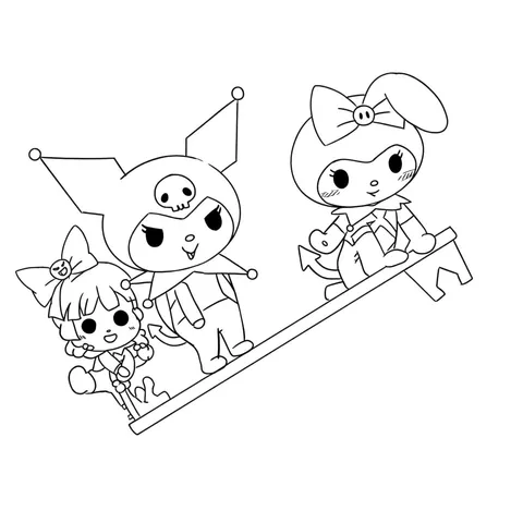 Kawaii Crew Key Adventure Coloring Page