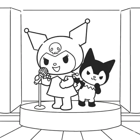 Kuromi and Baku Stage Performance Coloring Page