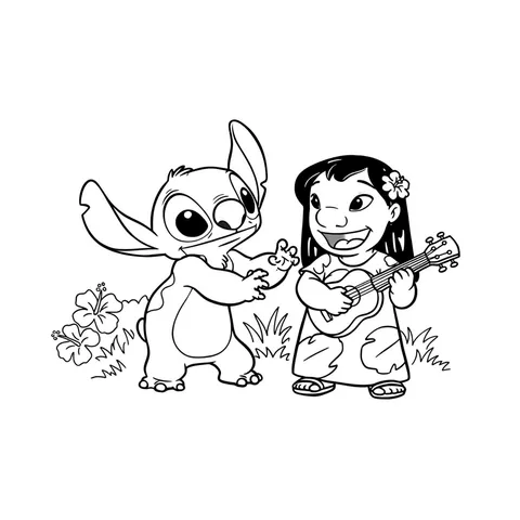Lilo and Stitch Hawaiian Fun Coloring Page