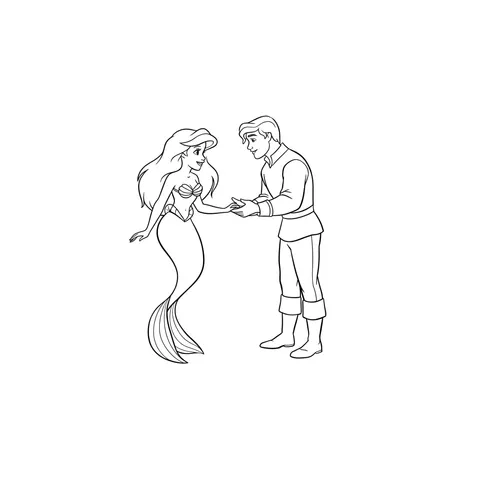 The Little Mermaid Ariel and Eric Coloring Page
