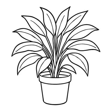 Lush Potted Plant Coloring Page