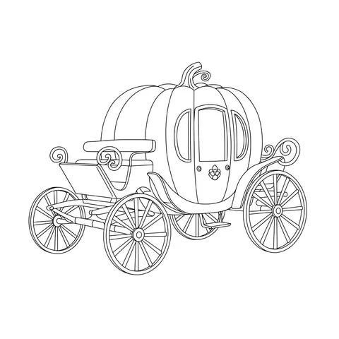 Magical Pumpkin Carriage Coloring Page