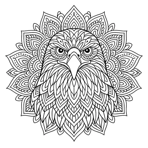 Majestic Eagle Mandala Coloring Page