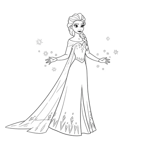 Majestic Elsa Frozen Coloring Page