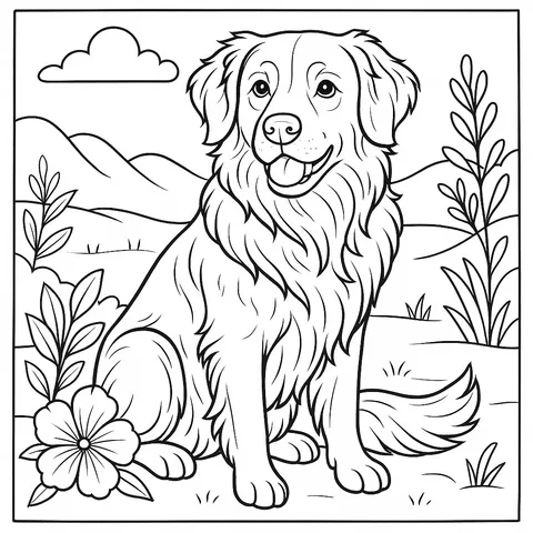 Majestic Golden Retriever Coloring Page
