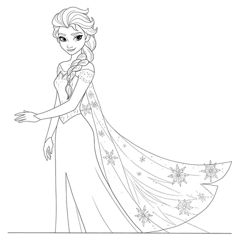 Majestic Queen Elsa Coloring Page