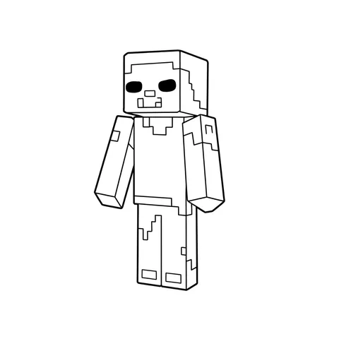 Classic Minecraft Zombie Coloring Page