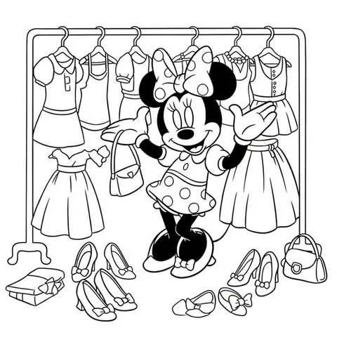 Minnie Mouse Fashion Fun Coloring Page