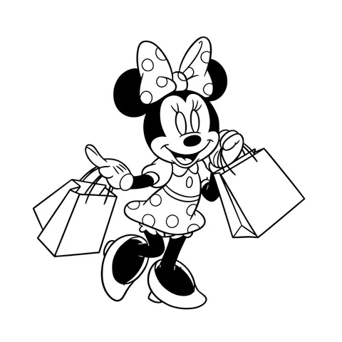 Minnie Mouse Shopping Spree Coloring Page