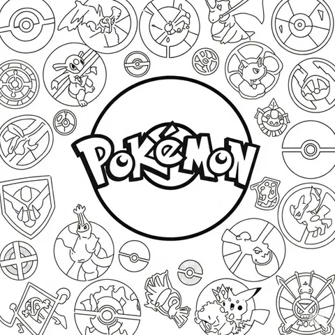 Pokémon Universe Collage Coloring Page