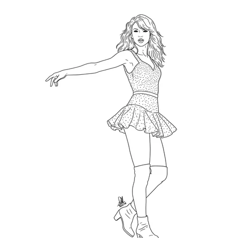 Pop Star Sensation Coloring Page - Taylor Swift Inspired