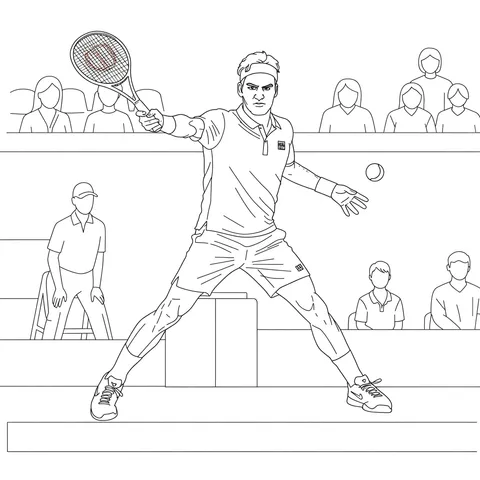 Roger Federer Tennis Legend Coloring Page