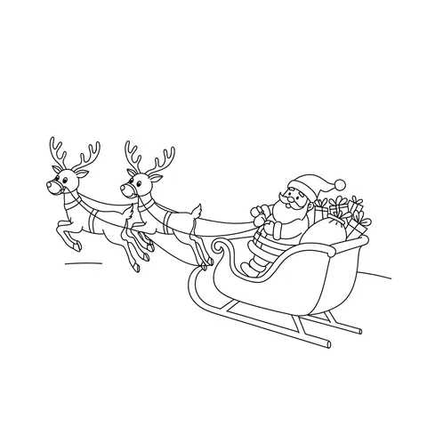 Santa's Magical Sleigh Ride Coloring Page