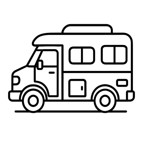 Simple Camper Van Adventure Coloring Page
