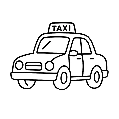 Simple Taxi Cab Coloring Page