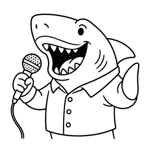 Singing Shark Superstar Coloring Page