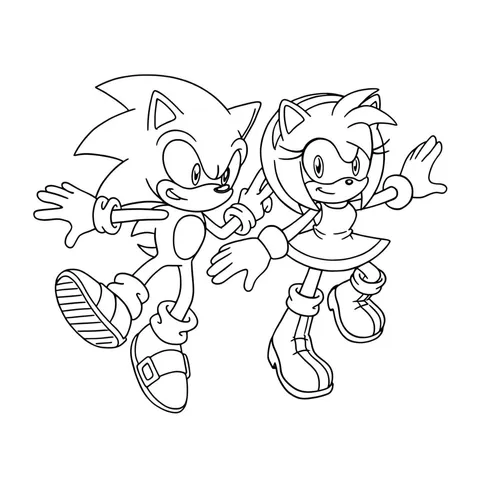Sonic and Amy Dynamic Duo Coloring Page