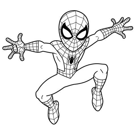 Dynamic Spider-Man Pose Coloring Page
