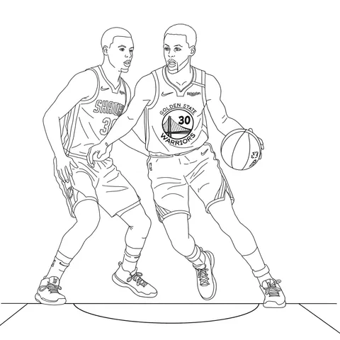 Stephen Curry Dribble Drive Coloring Page