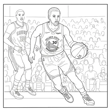 Stephen Curry Dribbling Action Coloring Page