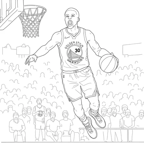Stephen Curry Mid-Air Action Coloring Page