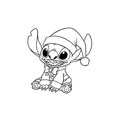 Stitch Santa Christmas Coloring Page