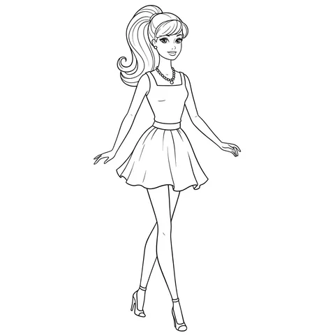 Stylish Barbie Fashion Coloring Page