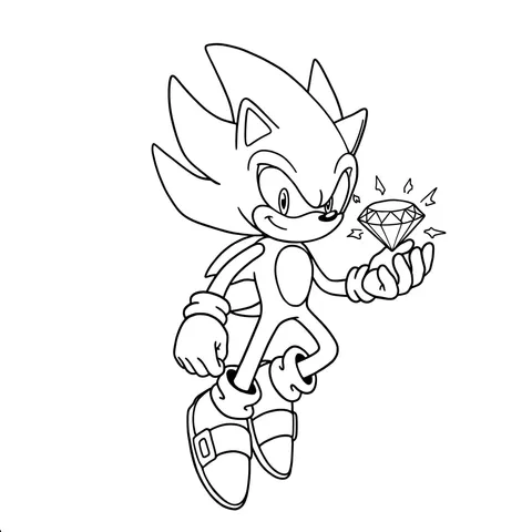 Super Sonic with Chaos Emerald Coloring Page
