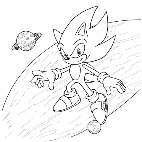 Super Sonic Space Surfing Coloring Page