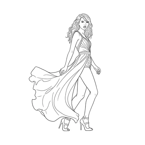 Taylor Swift Inspired Glamour Coloring Page